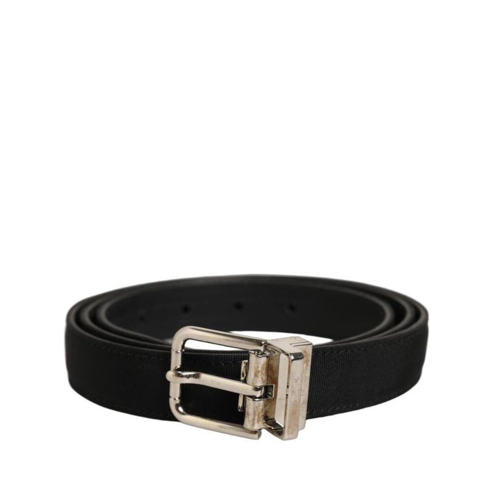 Dolce & Gabbana Black Classic Leather Silver Tone Buckle Men's Belt